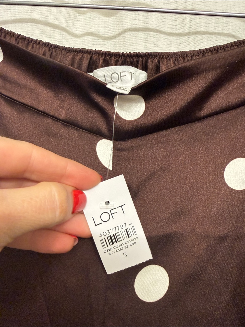 LOFT Brown Skirt with White Polka Dots